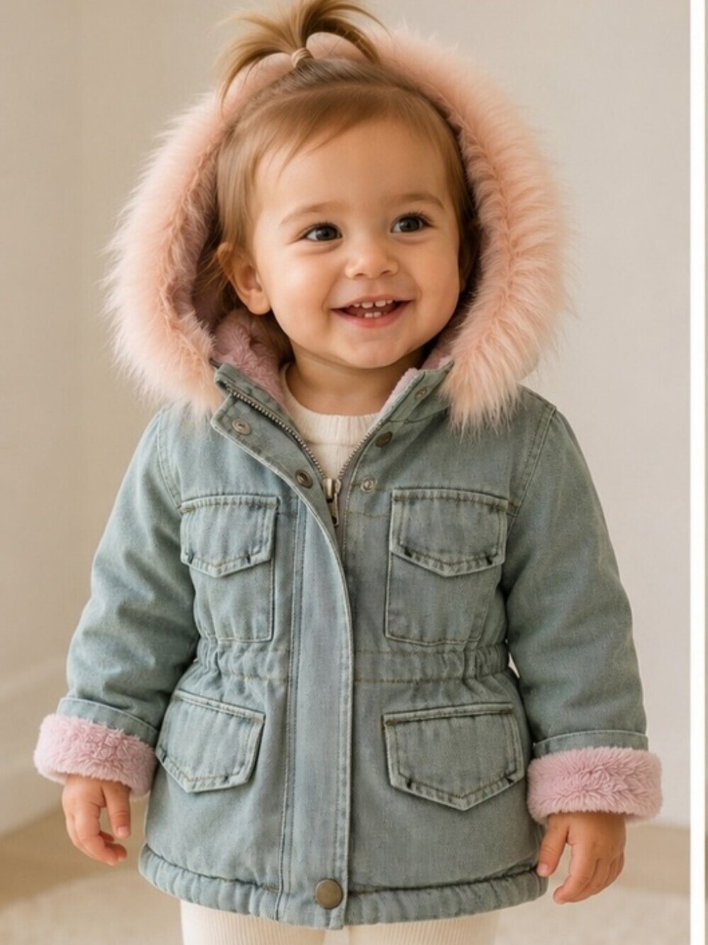 Alex + Nova Holly Oversized Denim Fur Hooded Winter Coat Jacket Multiple NWT - Picture 3 of 12